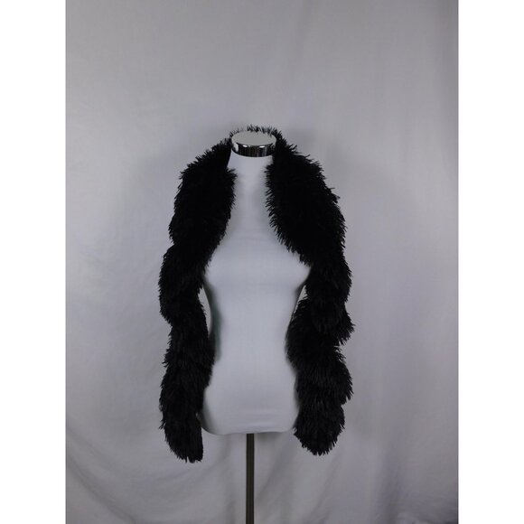 Shaggy Faux Fur Boa Scarf One Size Black Fluffy Long Costume Accessory - Picture 1 of 8